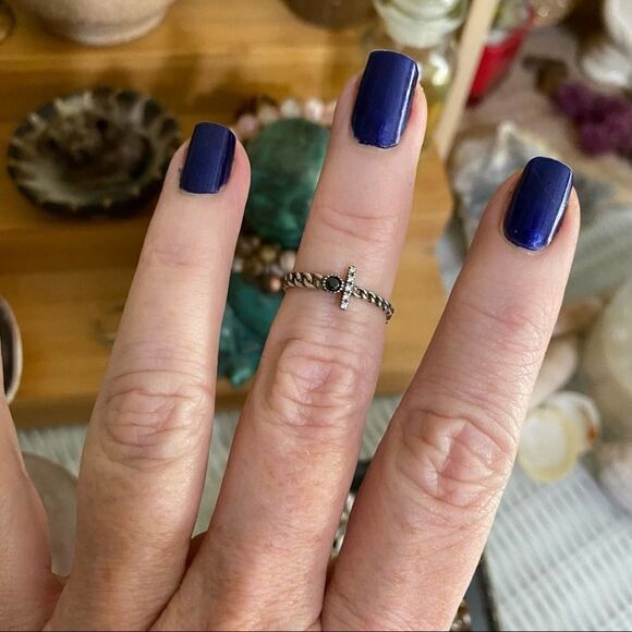 Chain Link CZ Adjustable Minimalist Ring - Picture 9 of 10